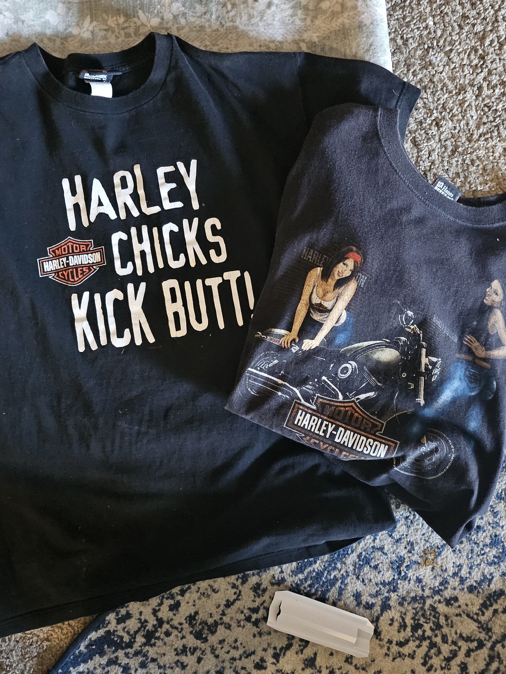 Harley-Davidson Womans  Black Graphic Tee - "Harley Chicks Kick Butt"